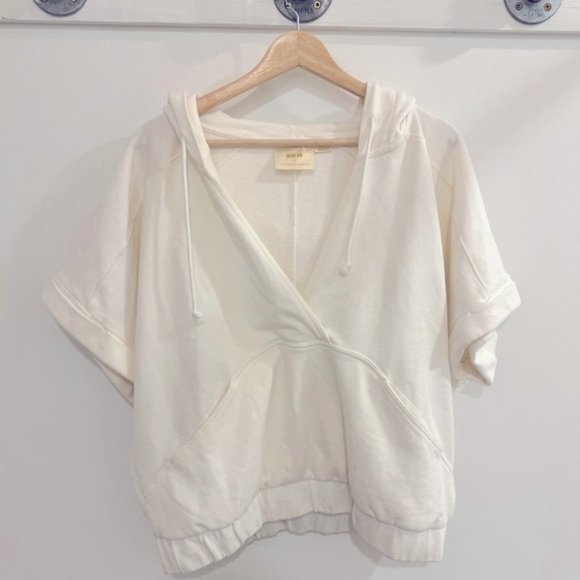 Tops - Anthropologie Maeve Hooded V neck Sweatshirt pullover hoodie